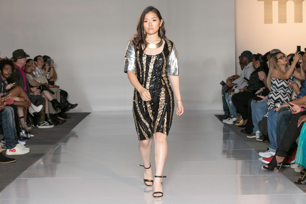 Retro Mettalic Sleeve Dress