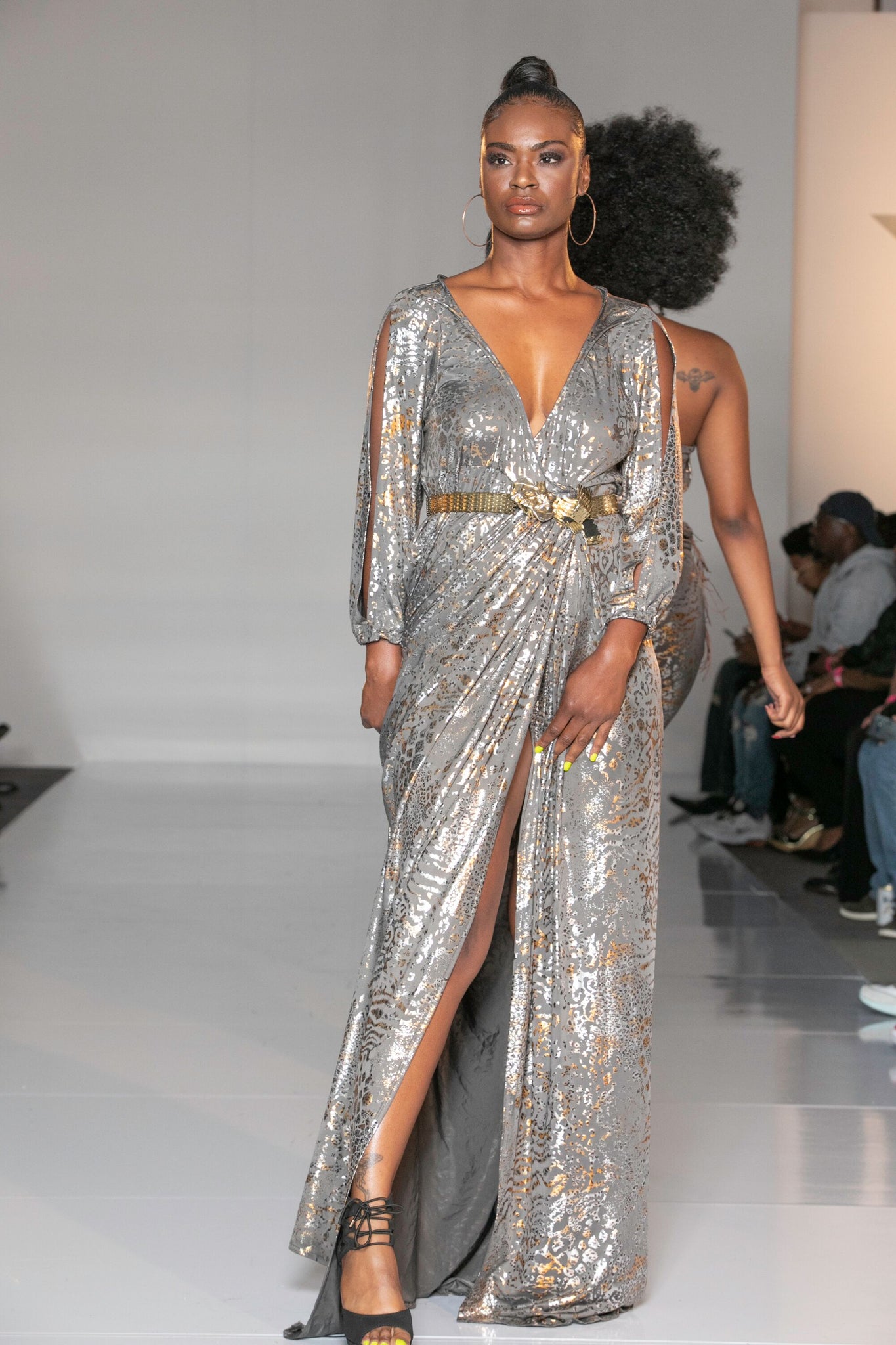 Animal Mettalic Wrap Dress