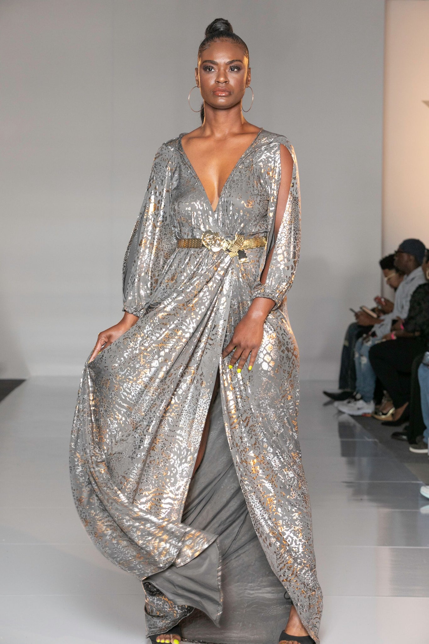 Animal Mettalic Wrap Dress